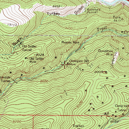Topographic Map of Champion Dirt Mine, CO