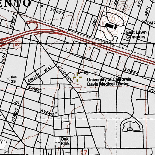 Topographic Map of University of California Davis Medical Center, CA