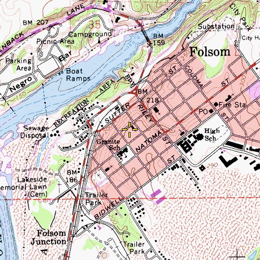 Topographic Map of Trinity Episcopal Church, CA