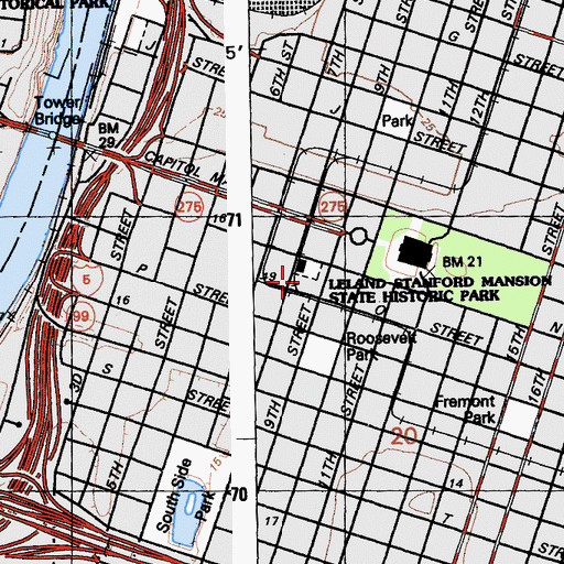 Topographic Map of California State Resource Building, CA