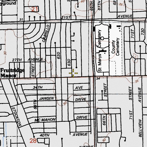 Topographic Map of Greater Faith Baptist Church, CA