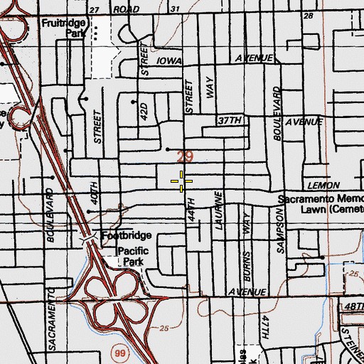 Topographic Map of Lemon Hill Shopping Center, CA