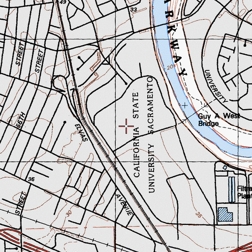 Topographic Map of Douglass Hall, CA