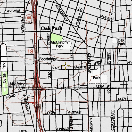 Topographic Map of Shiloh Baptist Church, CA