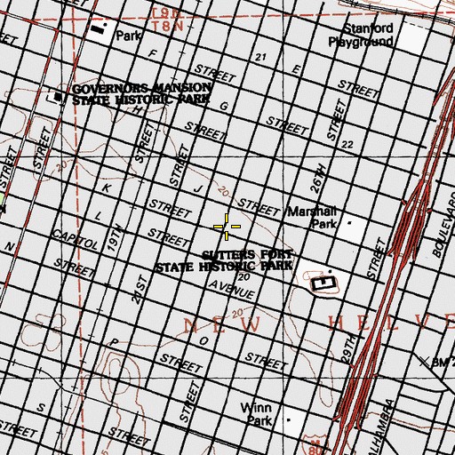 Topographic Map of Sacramento Branch Reorganized Church of Jesus Christ of Latter Day Saints, CA