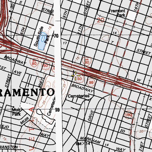 Topographic Map of Buddhist Church of Sacramento, CA