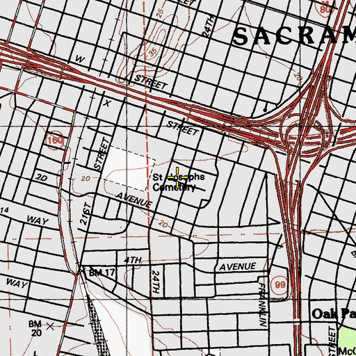 Topographic Map of California Highway Patrol Headquarters Library, CA
