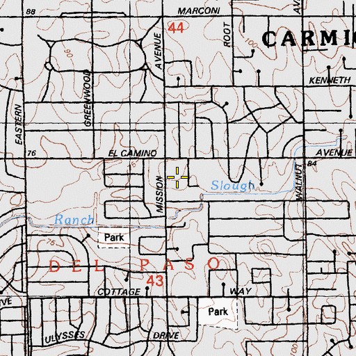 Topographic Map of El Camino Plaza Shopping Center, CA