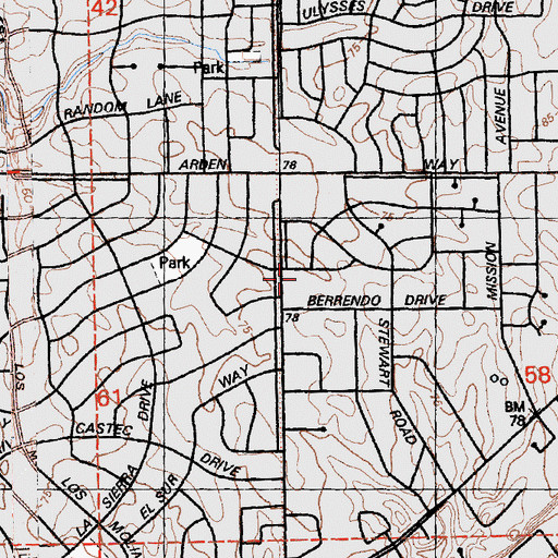 Topographic Map of Grace Presbyterian Church, CA