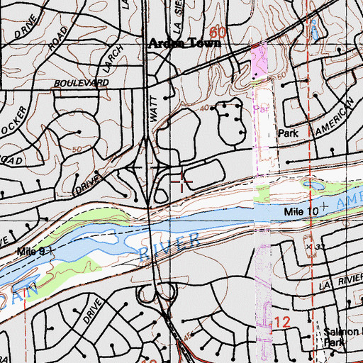 Topographic Map of Pavilions Shopping Center, CA