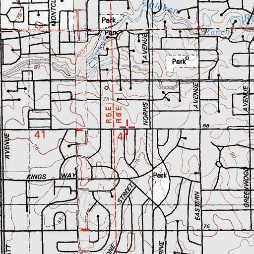 Topographic Map of Town and Country Lutheran Church, CA