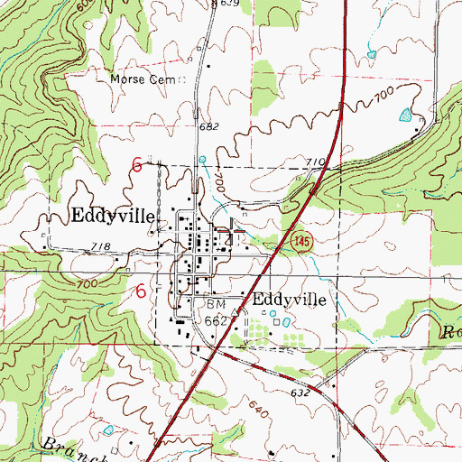 Topographic Map of Eddyville Cemetery, IL