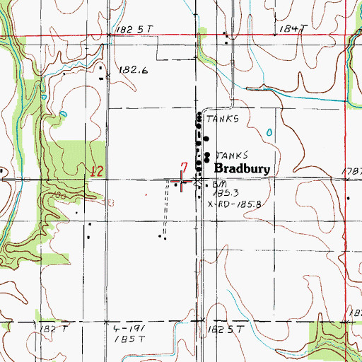 Topographic Map of Bradbury Free Methodist Church, IL