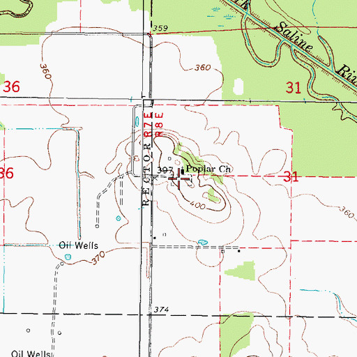 Topographic Map of Poplar Cemetery, IL