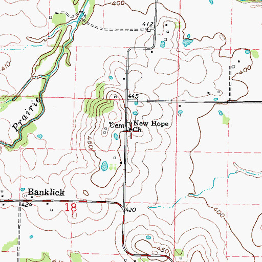 Topographic Map of New Hope School (historical), IL