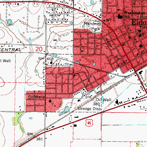 Topographic Map of Scott Street Baptist Church, IL