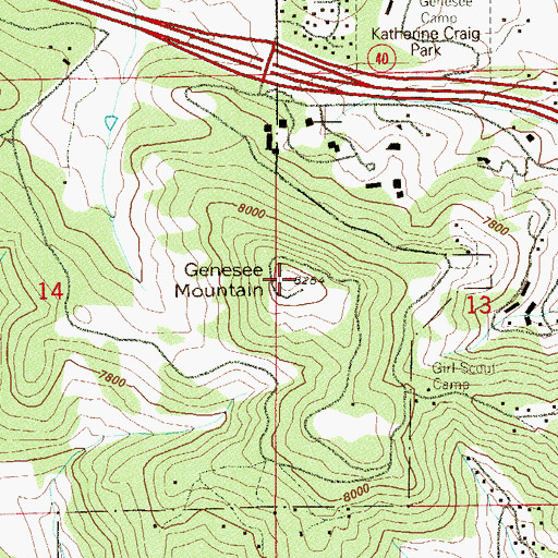 Topographic Map of Genesee Mountain, CO