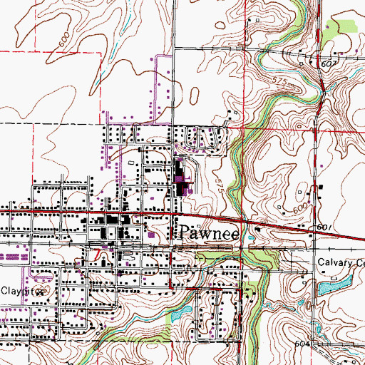 Topographic Map of Pawnee High School, IL