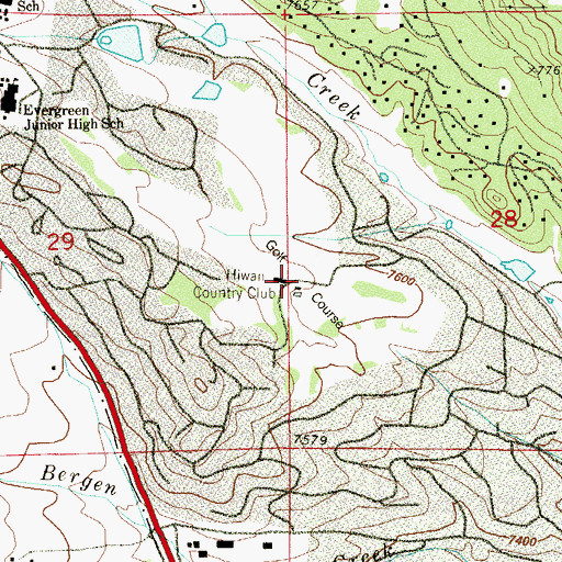 Topographic Map of Hiwan Country Club, CO