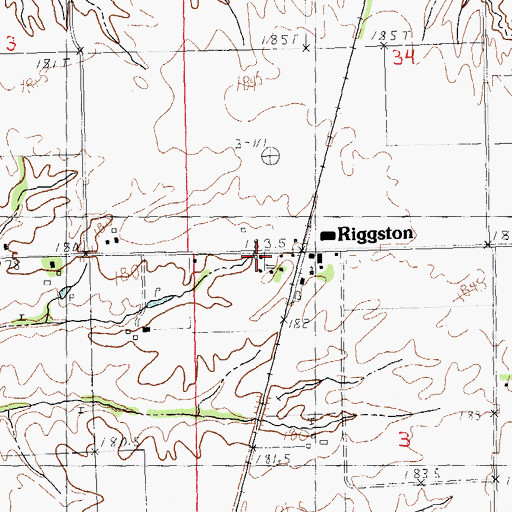 Topographic Map of Riggston Post Office, IL