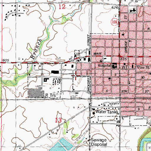 Topographic Map of Shelby County Mental Health Center, IL
