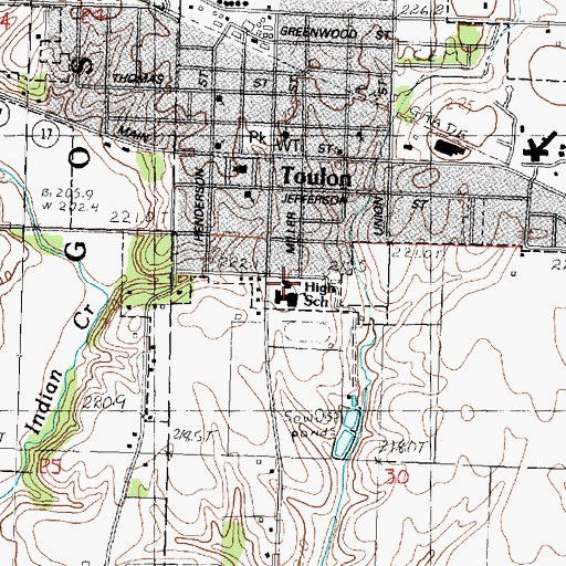 Topographic Map of Toulon-Lafayette Grade School, IL