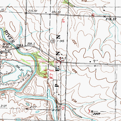 Topographic Map of Waldron (historical), IL