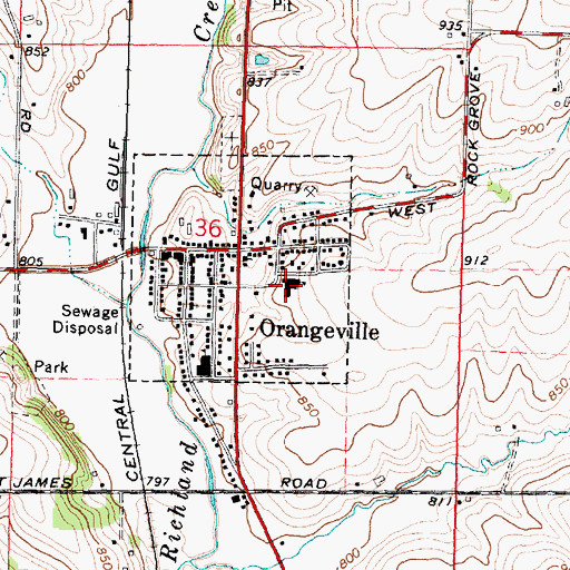 Topographic Map of Orangeville High School, IL