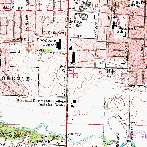 Topographic Map of Southwest Plaza Shopping Center, IL