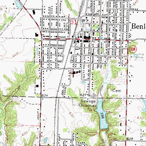 Topographic Map of Benld Elementary School, IL