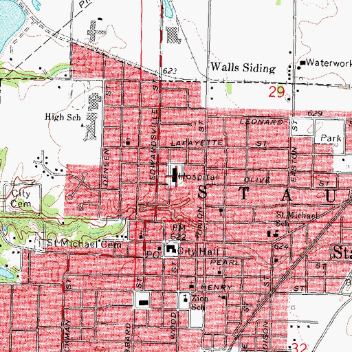 Topographic Map of Community Memorial Hospital of Staunton, IL