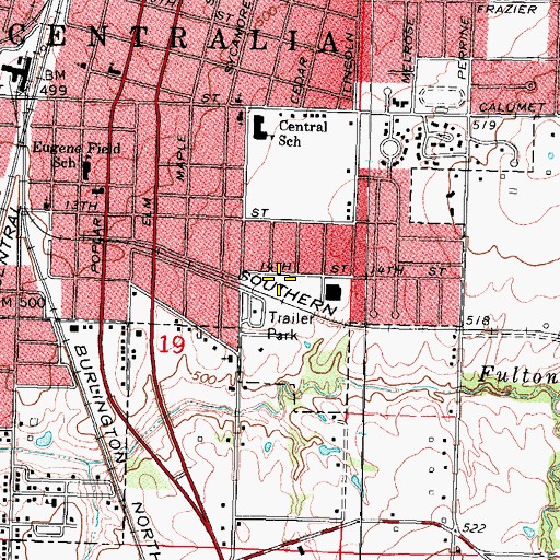 Topographic Map of Lions Athletic Field, IL
