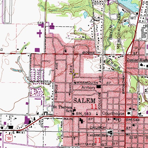 Topographic Map of Reorganized Church of Jesus Christ of Latter Day Saints, IL
