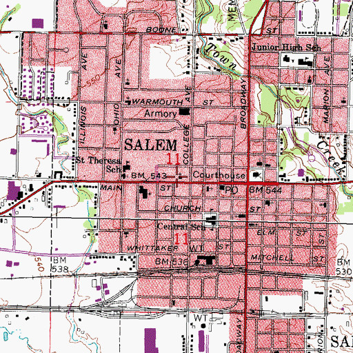 Topographic Map of Saint Thomas Episcopal Church, IL