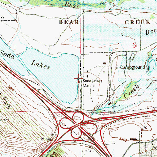 Topographic Map of Soda Lakes Clubhouse, CO