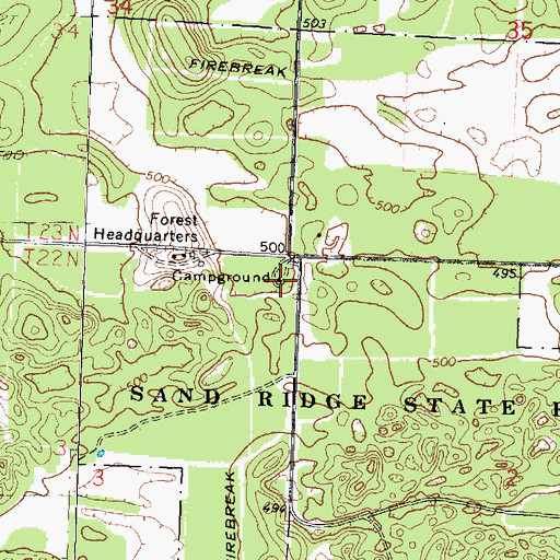 Topographic Map of Pine Campground, IL