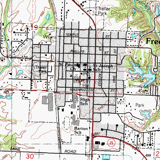 Topographic Map of Freeburg City Hall, IL
