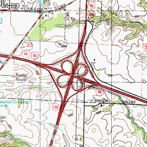 Topographic Map of Interchange 19, IL