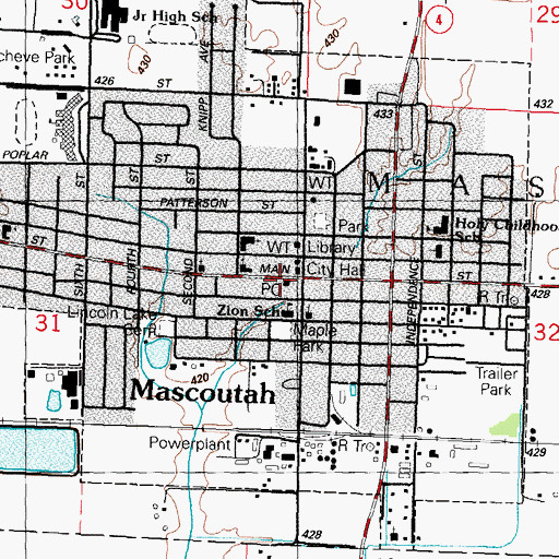 Topographic Map of Mascoutah Post Office, IL