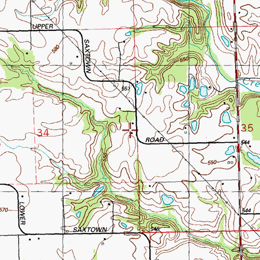 Topographic Map of Saxtown School (historical), IL