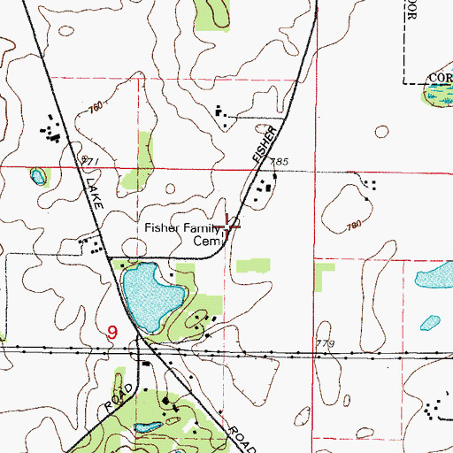 Topographic Map of Fisher Family Cemetery, IL