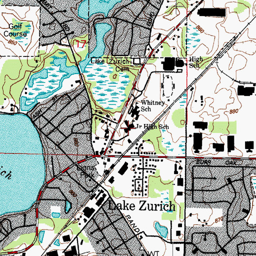 Topographic Map of Lake Zurich Middle School, IL