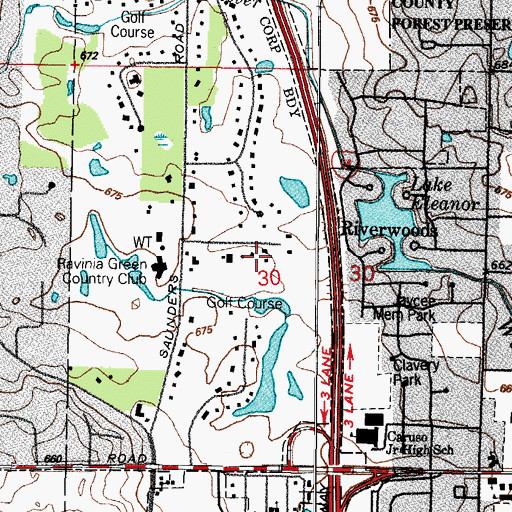 Topographic Map of Deerfield Park District Golf Course, IL