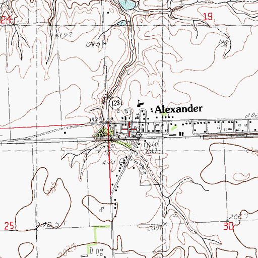 Topographic Map of Alexander Post Office, IL