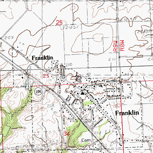 Topographic Map of Franklin High School, IL