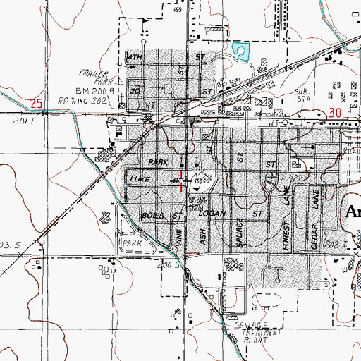 Topographic Map of Arthur Post Office, IL