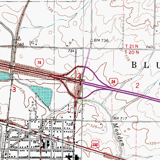 Topographic Map of Interchange 166, IL
