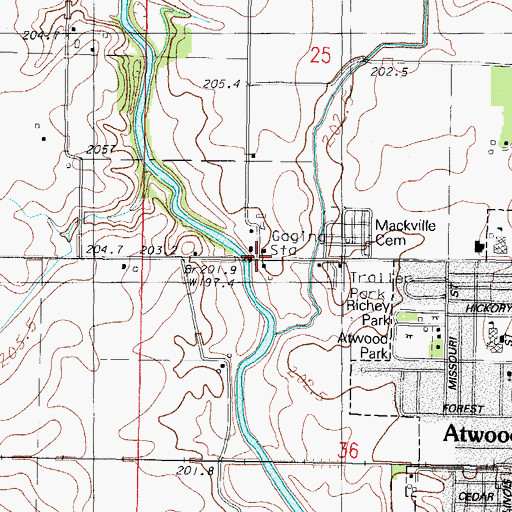 Topographic Map of Mackville, IL