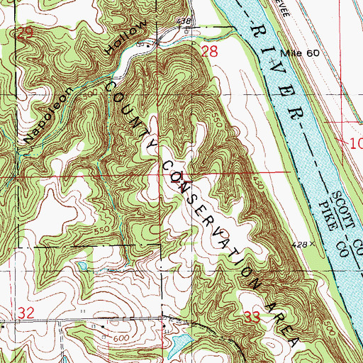 Topographic Map of Pike County Conservation Area, IL