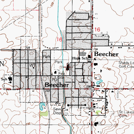 Topographic Map of Beecher Elementary School, IL